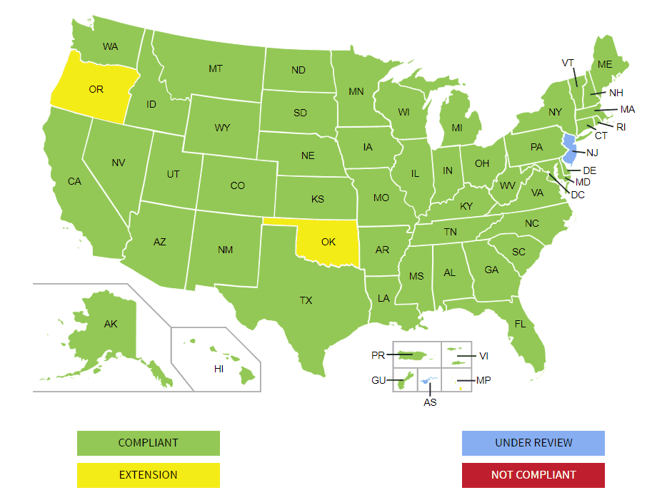 State Map of Real ID Compliance 